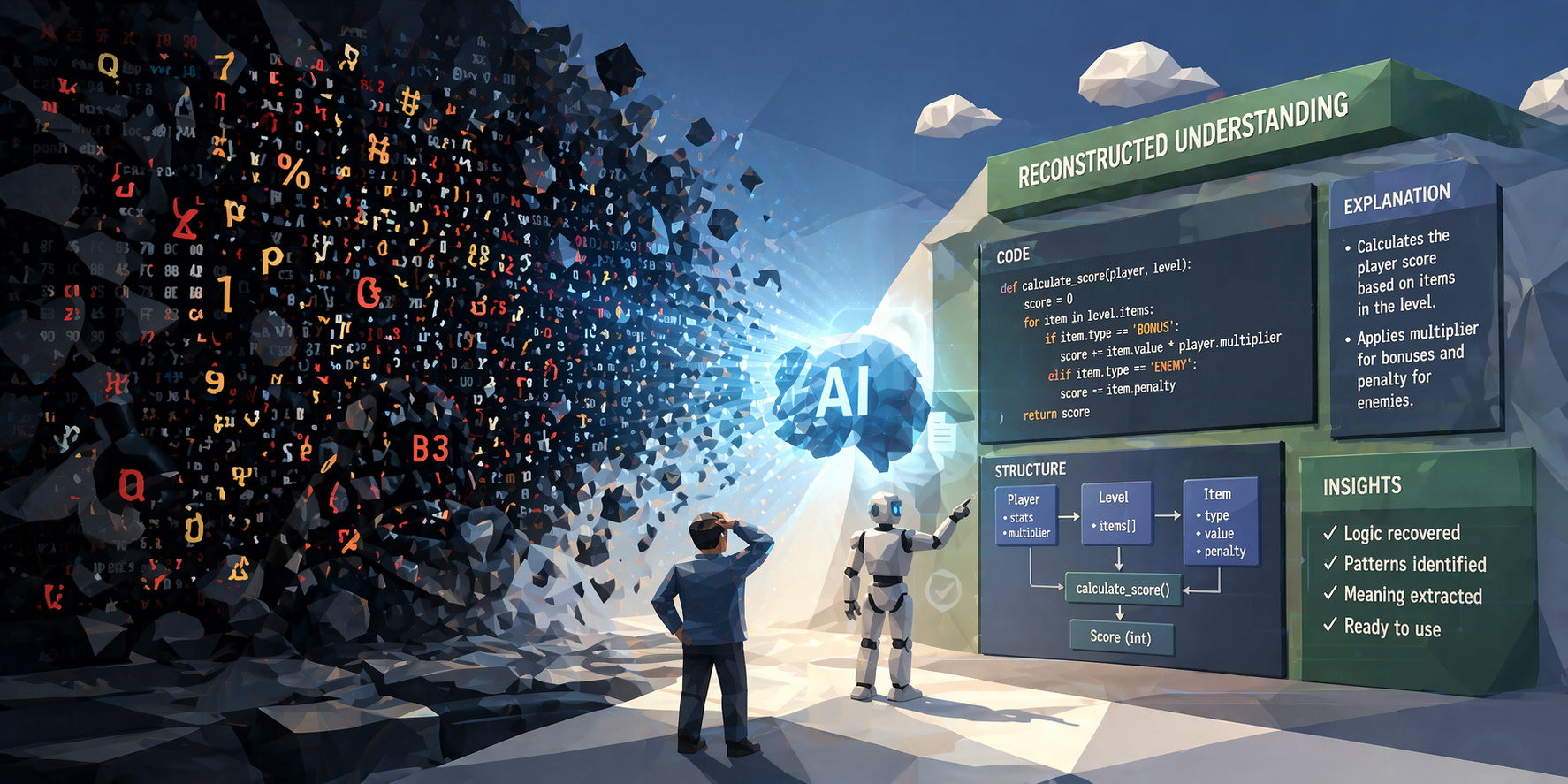 From Jumbled Letters to Billion-Line Code: The Underestimated Analytical Power of AI