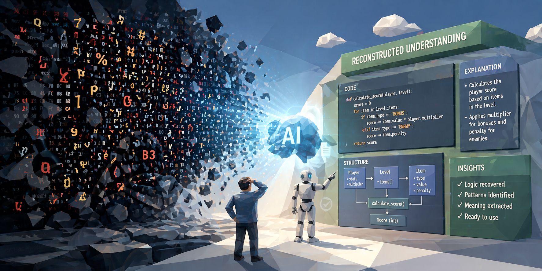 From Jumbled Letters to Billion-Line Code: The Underestimated Analytical Power of AI